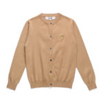 Comme Des Garcons Play Gold Heart Knit Cardigan Sweater Brown