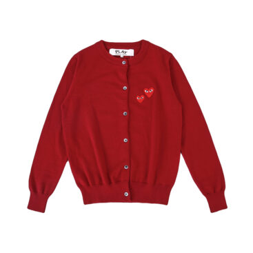 Comme Des Garcons Play Twin Heart Cardigan Sweater Red