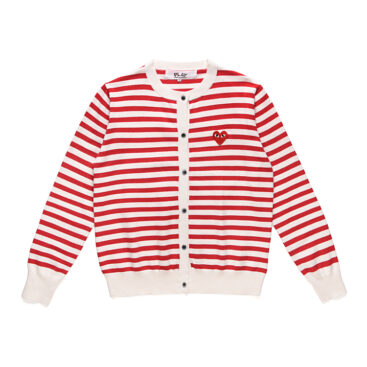 Comme Des Garcons Play Red Heart Stripped Knit Sweater Red