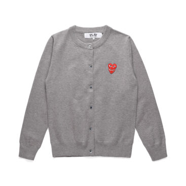 Comme Des Garcons Play Double Heart Knit Sweater Grey