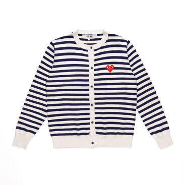 Comme Des Garcons Play Red Heart Stripped Knit Sweater Black