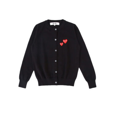 Comme Des Garcons Play Twin Heart Cardigan Sweater Black