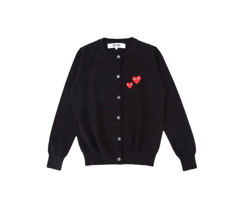 Comme Des Garcons Play Twin Heart Cardigan Sweater Black