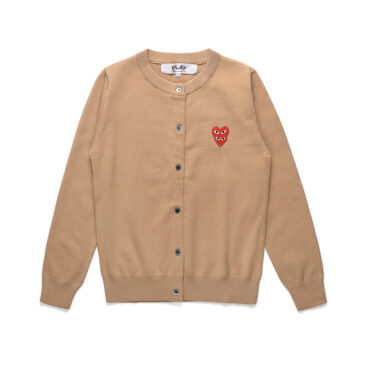 Comme Des Garcons Play Double Heart Knit Sweater Brown