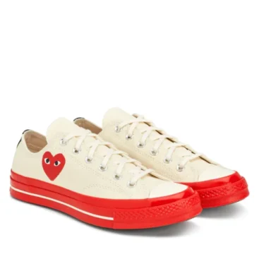 CONVERSE RED SOLE LOW TOP (WHITE)