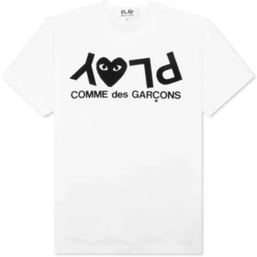 Comme Des Garcons Play Inverted Text T-Shirt White