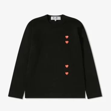 Play Multi Red Heart Longsleeve T-Shirt Black