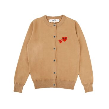 Comme Des Garcons Play Twin Heart Cardigan Sweater Brown