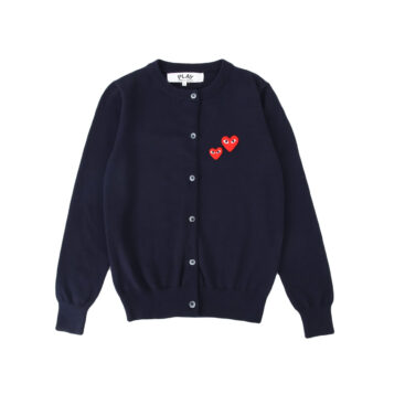 Comme Des Garcons Play Twin Heart Cardigan Sweater Navy Blue