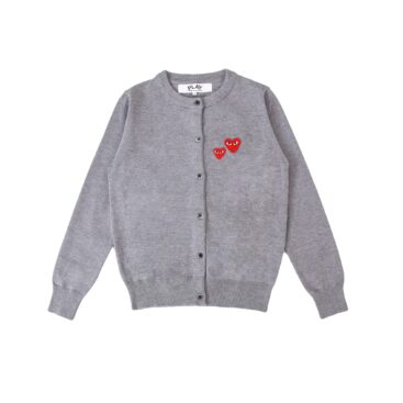 Comme Des Garcons Play Twin Heart Cardigan Sweater Grey