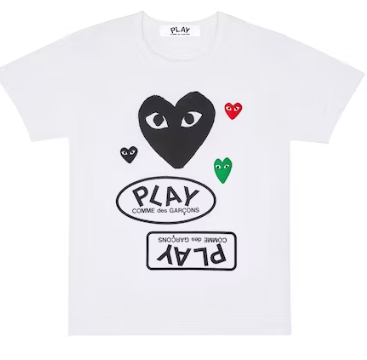 Comme Des Garcons Play Multi Logo Black Heart T-Shirt White