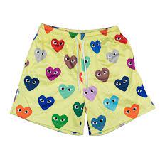 CDG MESH YELLOW SHORTS MANY HEART COLOERS