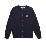 Comme Des Garcons Play Double Heart Knit Sweater Navy Blue