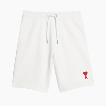 AMI Small A Heart Shorts White Red