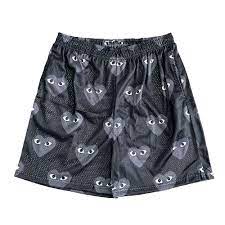 CDG Mesh Shorts With Gray Hearts